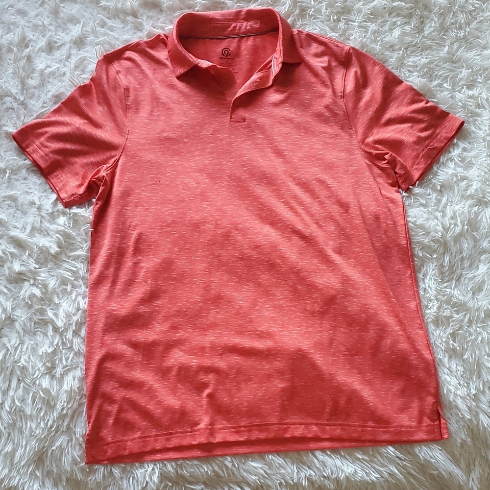 Mens Medium Orange/Peach Champion Polo Activewear Collared Shirt, Dri-fit Fabric
